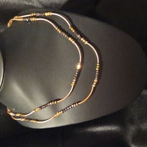 Estate Faceted Glass & Copper Beaded Necklace